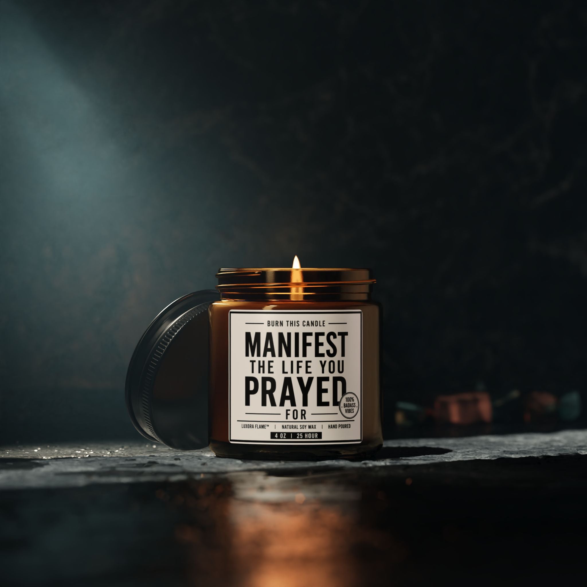 Manifest Prayer Soy Candle — Amber Jar Scented Candle (Multi-Size)
