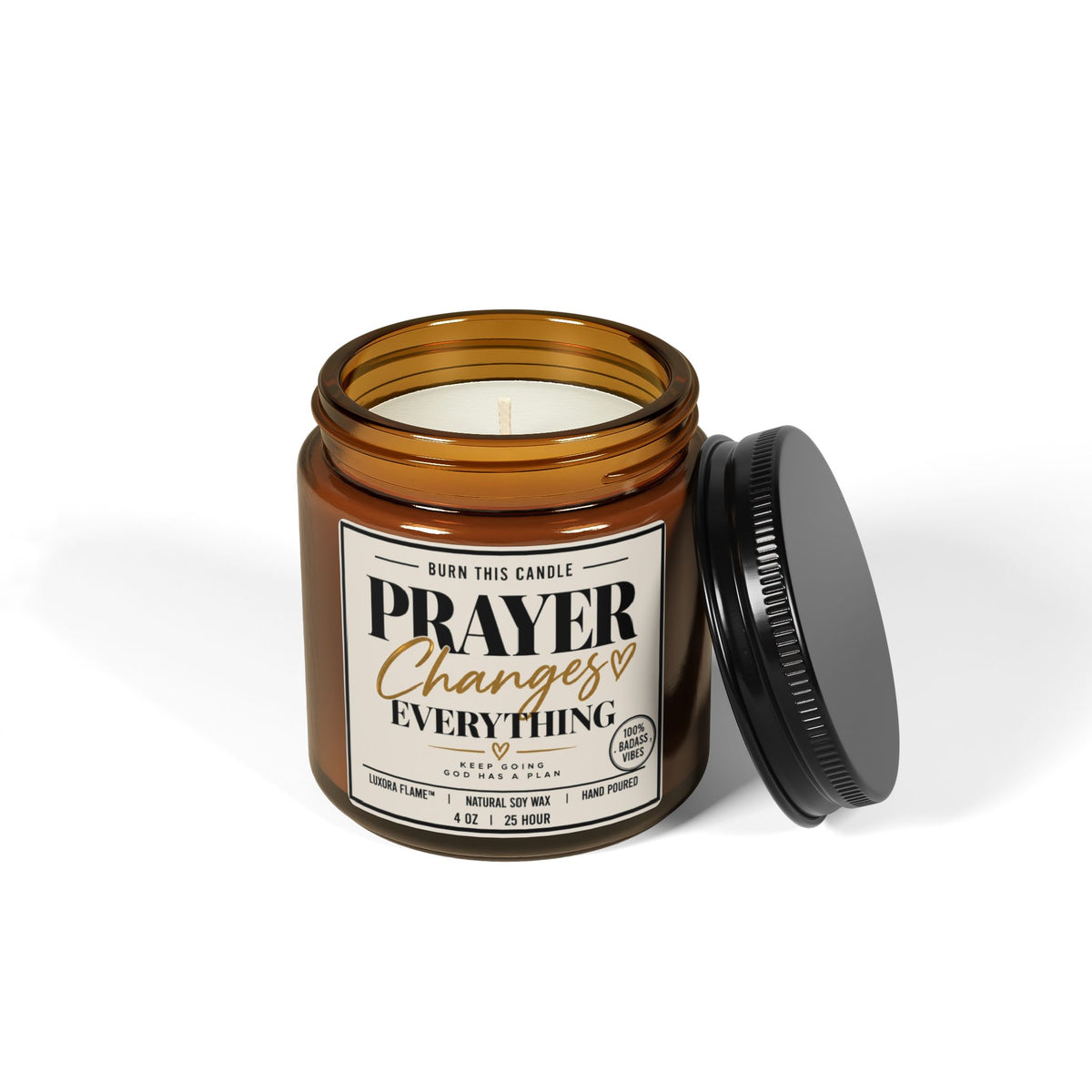 Prayer Changes Everything Soy Candle — Amber Jar Scented Candle