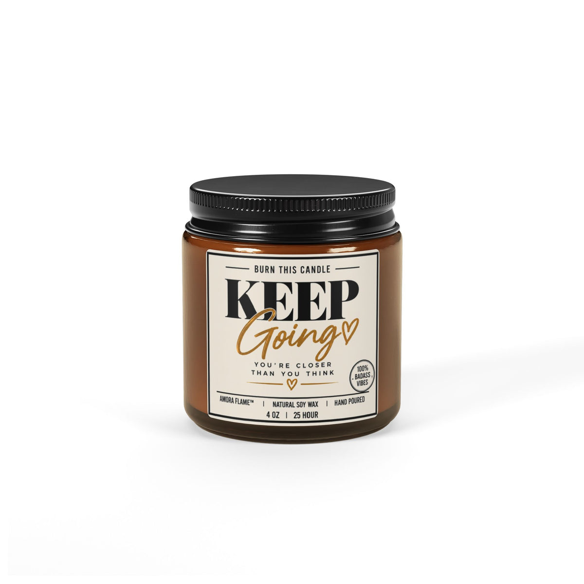 Keep Going Scented Soy Candle — Amber Jar Motivational Jar Candle (Multi-Size)