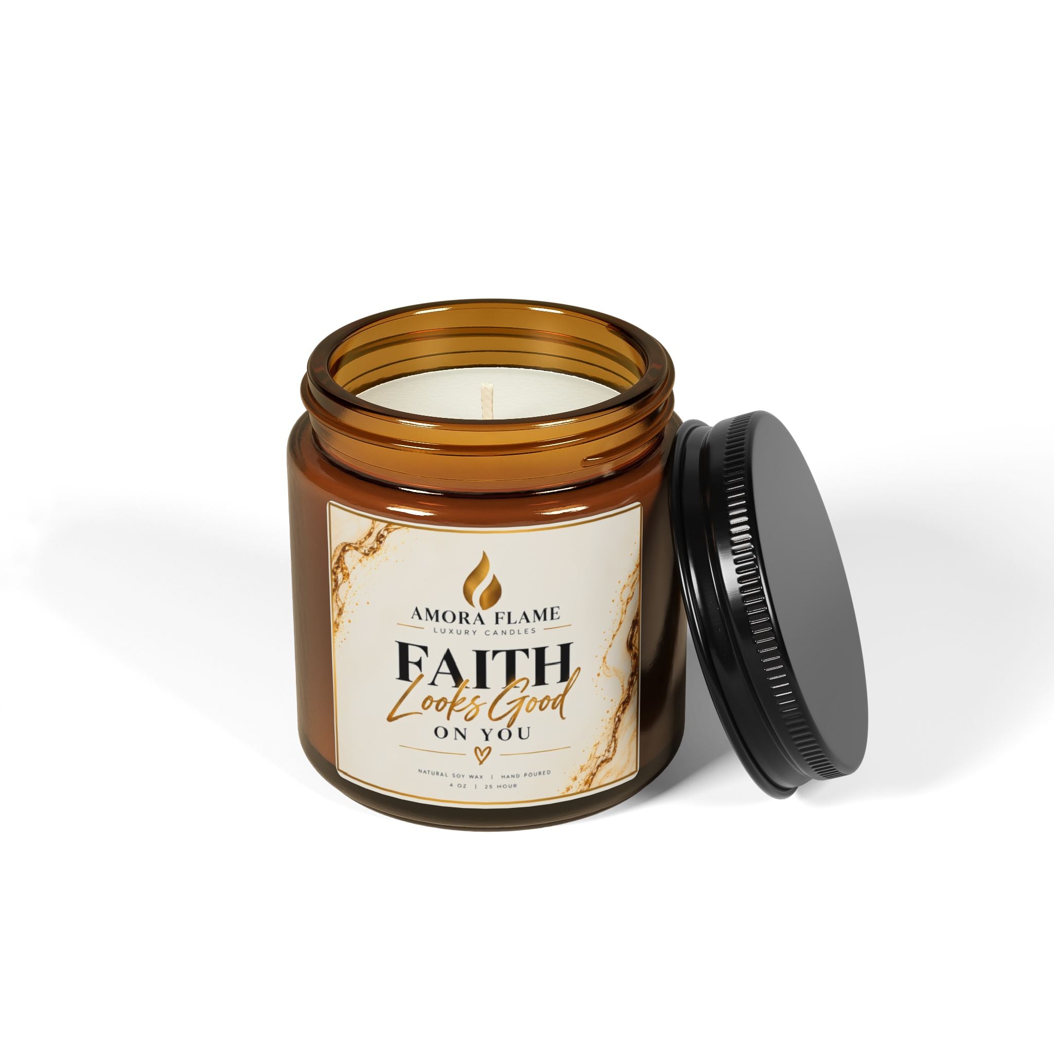 Faith Looks Good On You Soy Candle — Scented Amber Jar (Multiple Sizes)