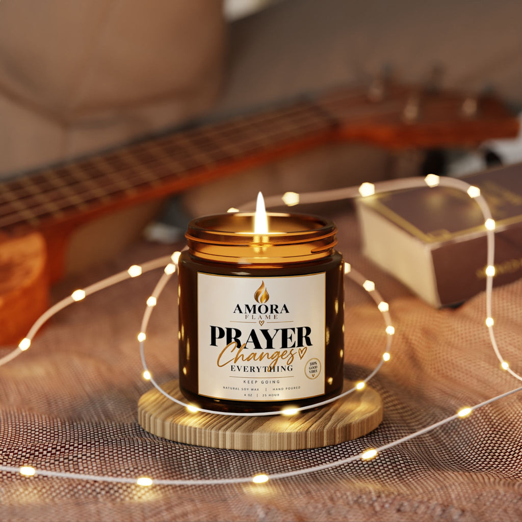 Prayer Changes Everything Scented Soy Candle — Amber Jar (Multi-Size)