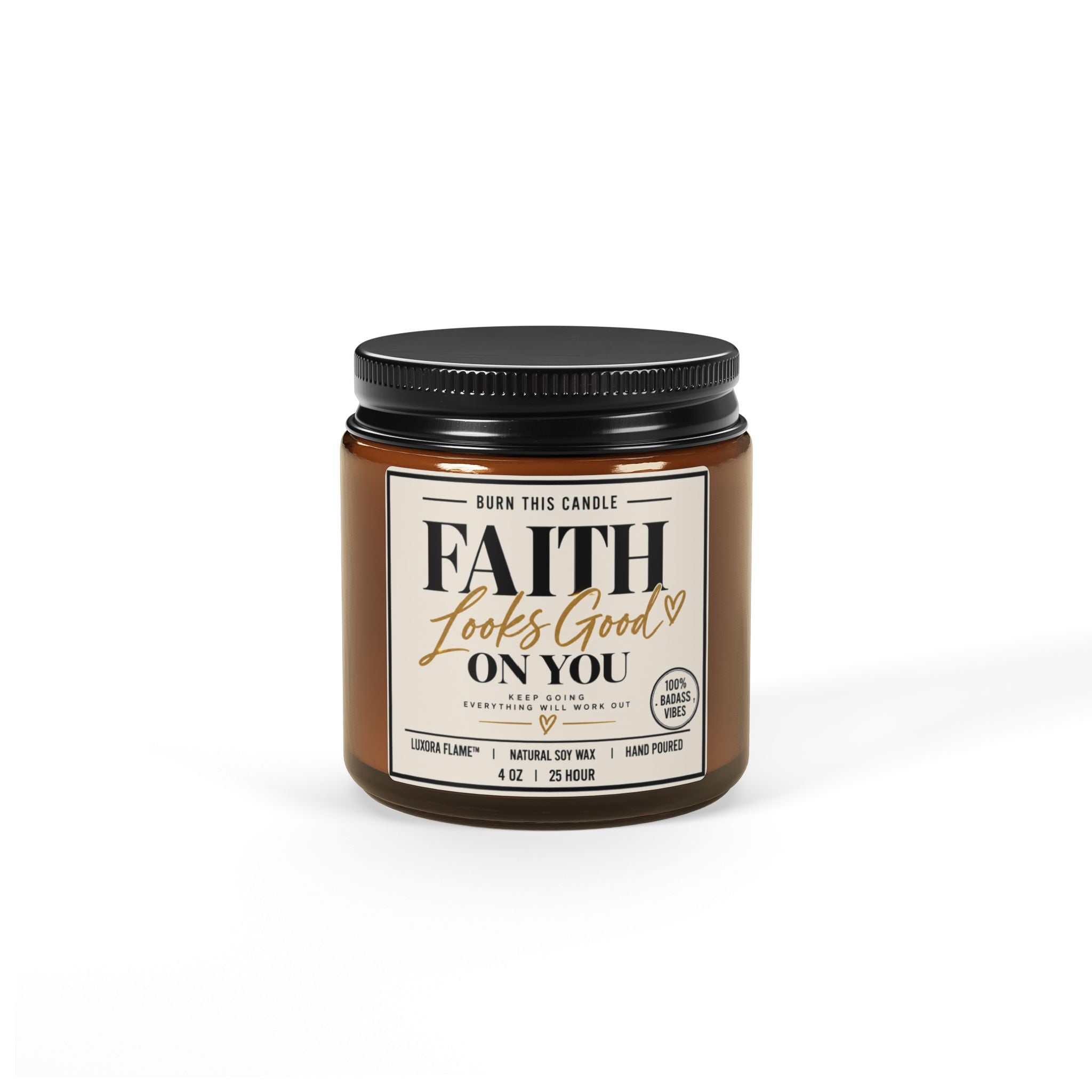 Faith Looks Good On You Amber Jar Candle — Scented Soy (Multi-Size)