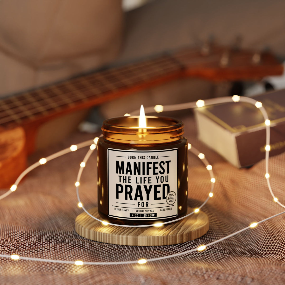 Manifest Prayer Soy Candle — Amber Jar Scented Candle (Multi-Size)