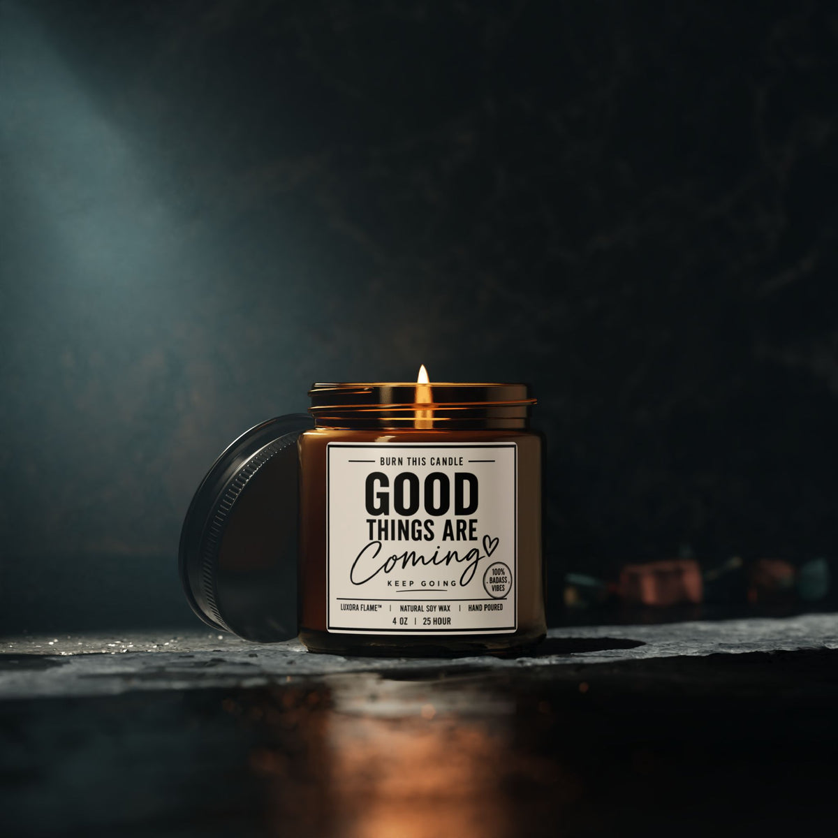 Good Things Are Coming Soy Candle — Amber Jar Scented Candle