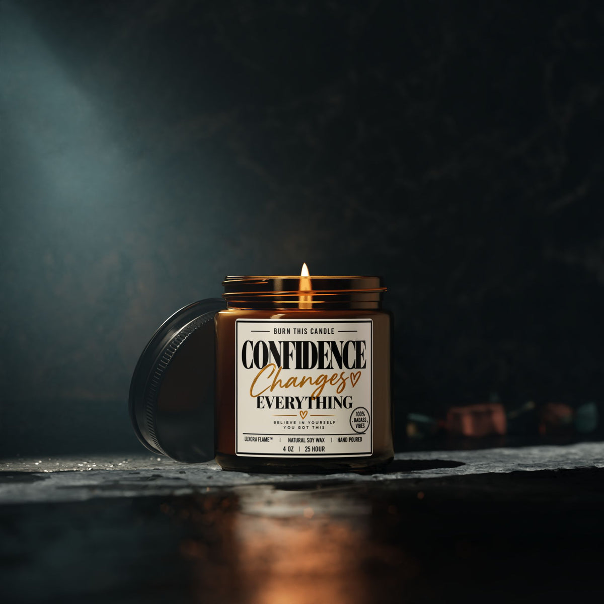 Confidence Changes Everything Soy Candle — Scented Amber Jar (Multiple Sizes)