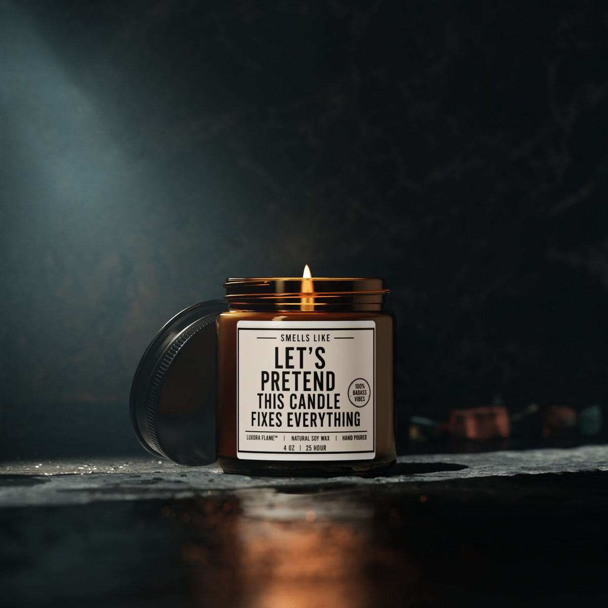 Let’s Pretend This Candle Fixes Everything — Scented Soy Candle (Amber Jar)
