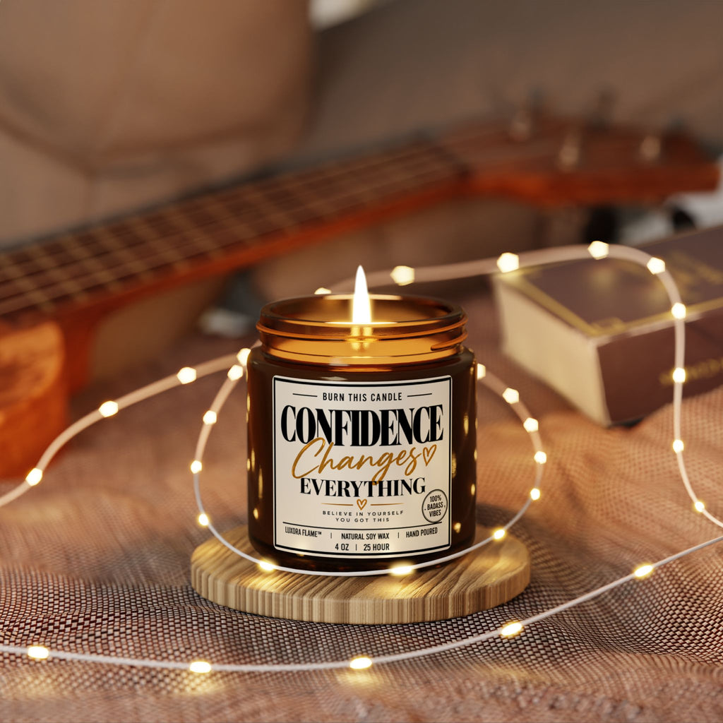 Confidence Changes Everything Soy Candle — Scented Amber Jar (Multiple Sizes)