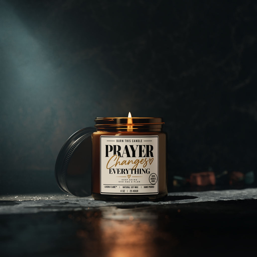 Prayer Changes Everything Soy Candle — Amber Jar Scented Candle