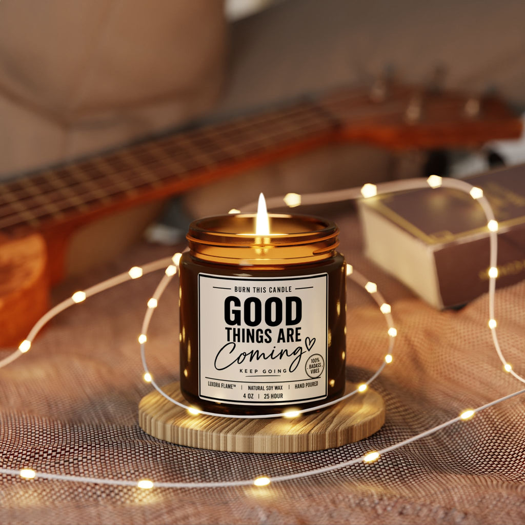 Good Things Are Coming Soy Candle — Amber Jar Scented Candle