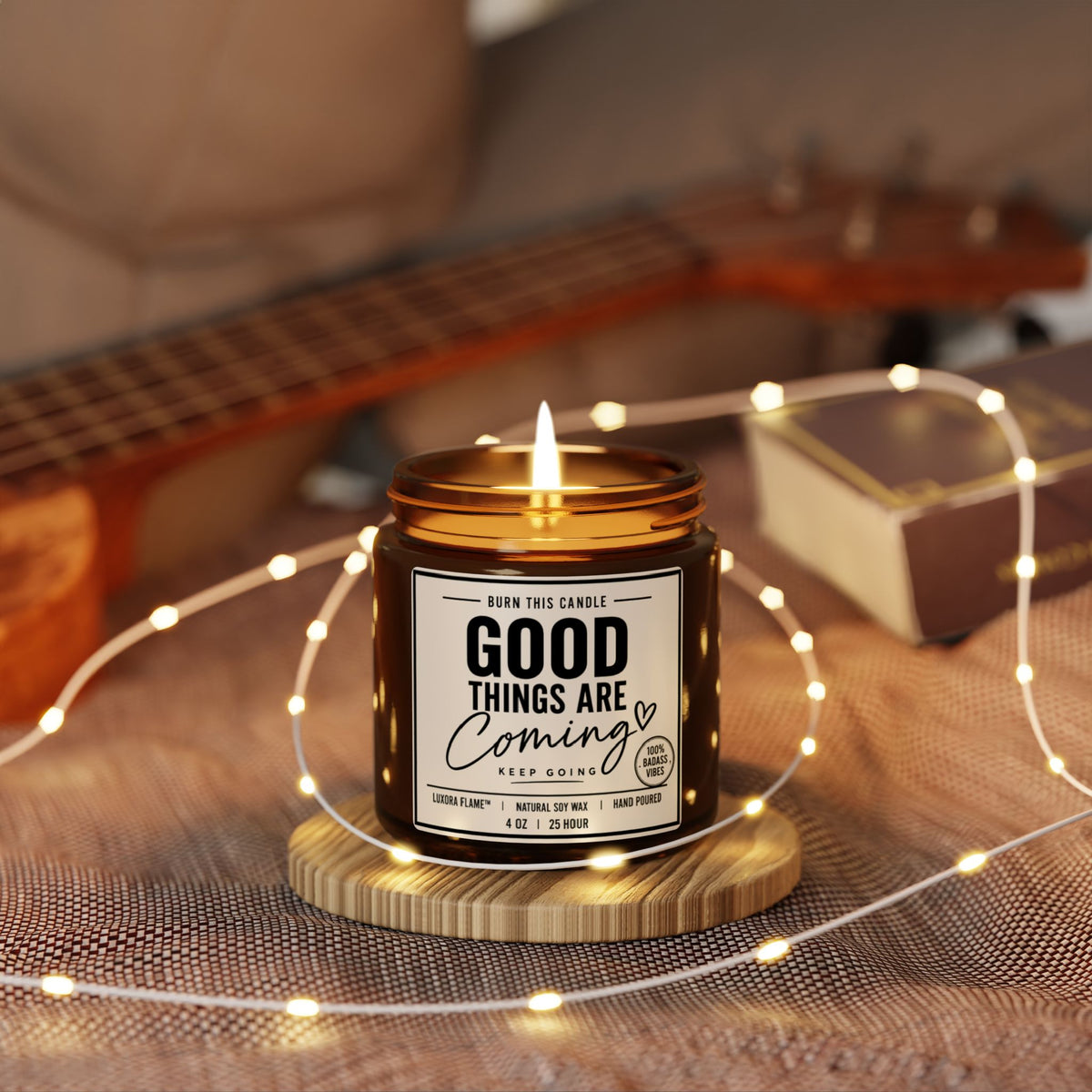 Good Things Are Coming Soy Candle — Amber Jar Scented Candle