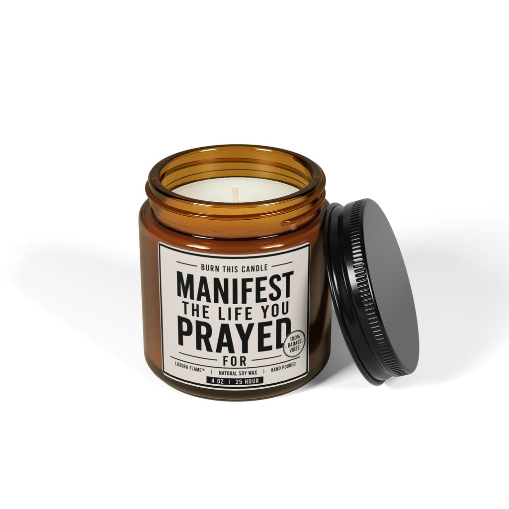 Manifest Prayer Soy Candle — Amber Jar Scented Candle (Multi-Size)