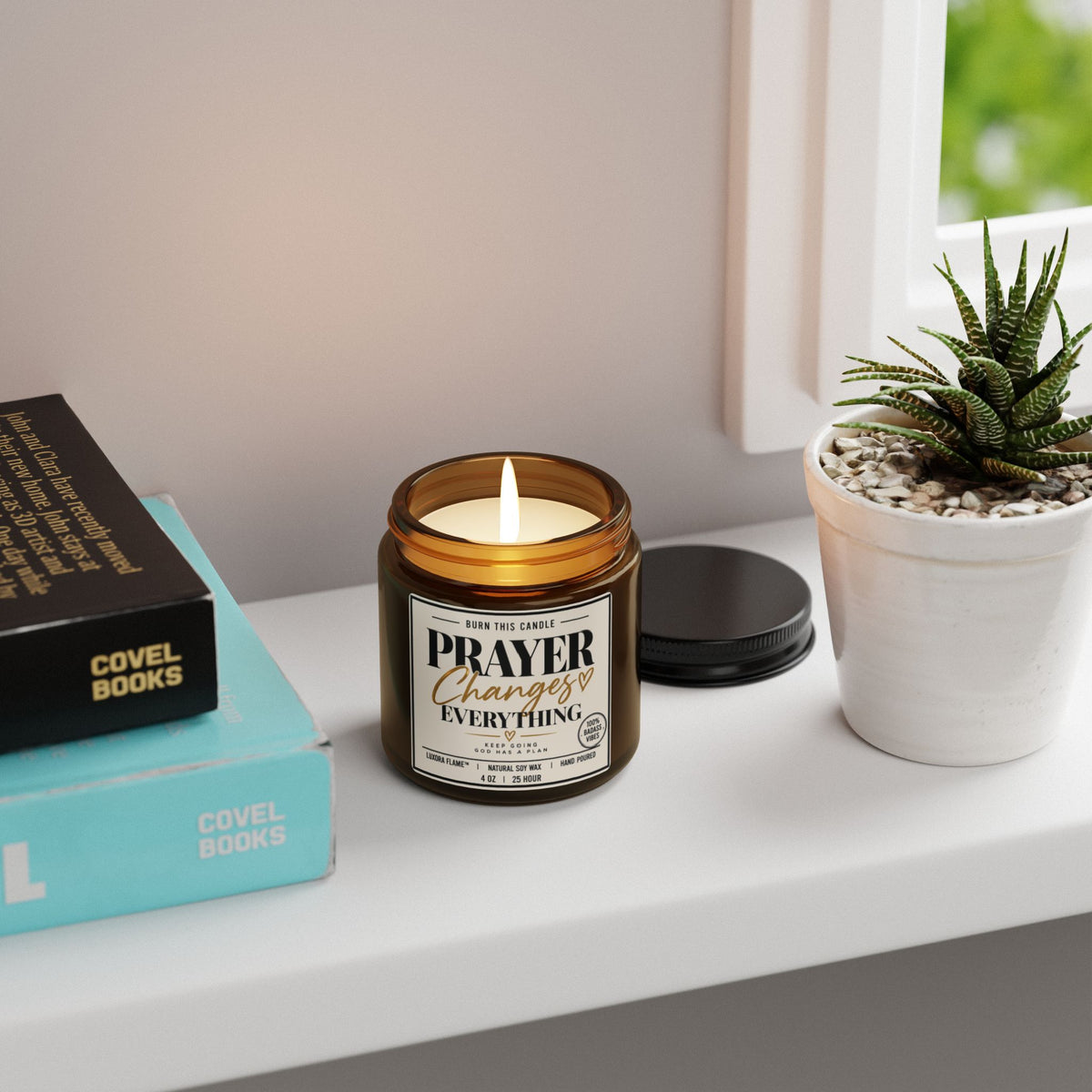 Prayer Changes Everything Soy Candle — Amber Jar Scented Candle