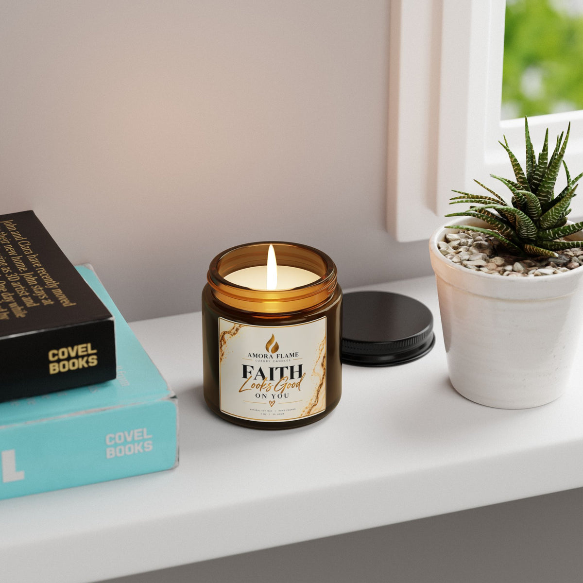 Faith Looks Good On You Soy Candle — Scented Amber Jar (Multiple Sizes)
