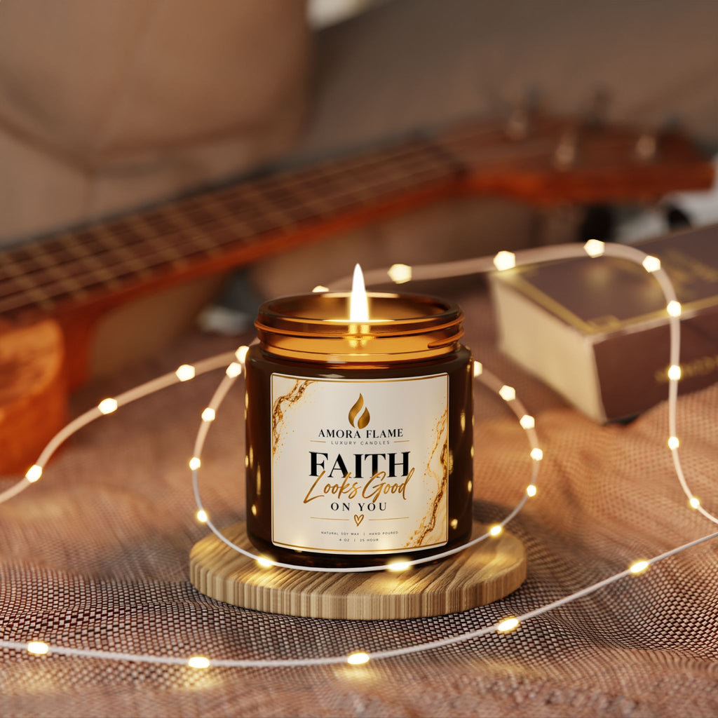 Faith Looks Good On You Soy Candle — Scented Amber Jar (Multiple Sizes)